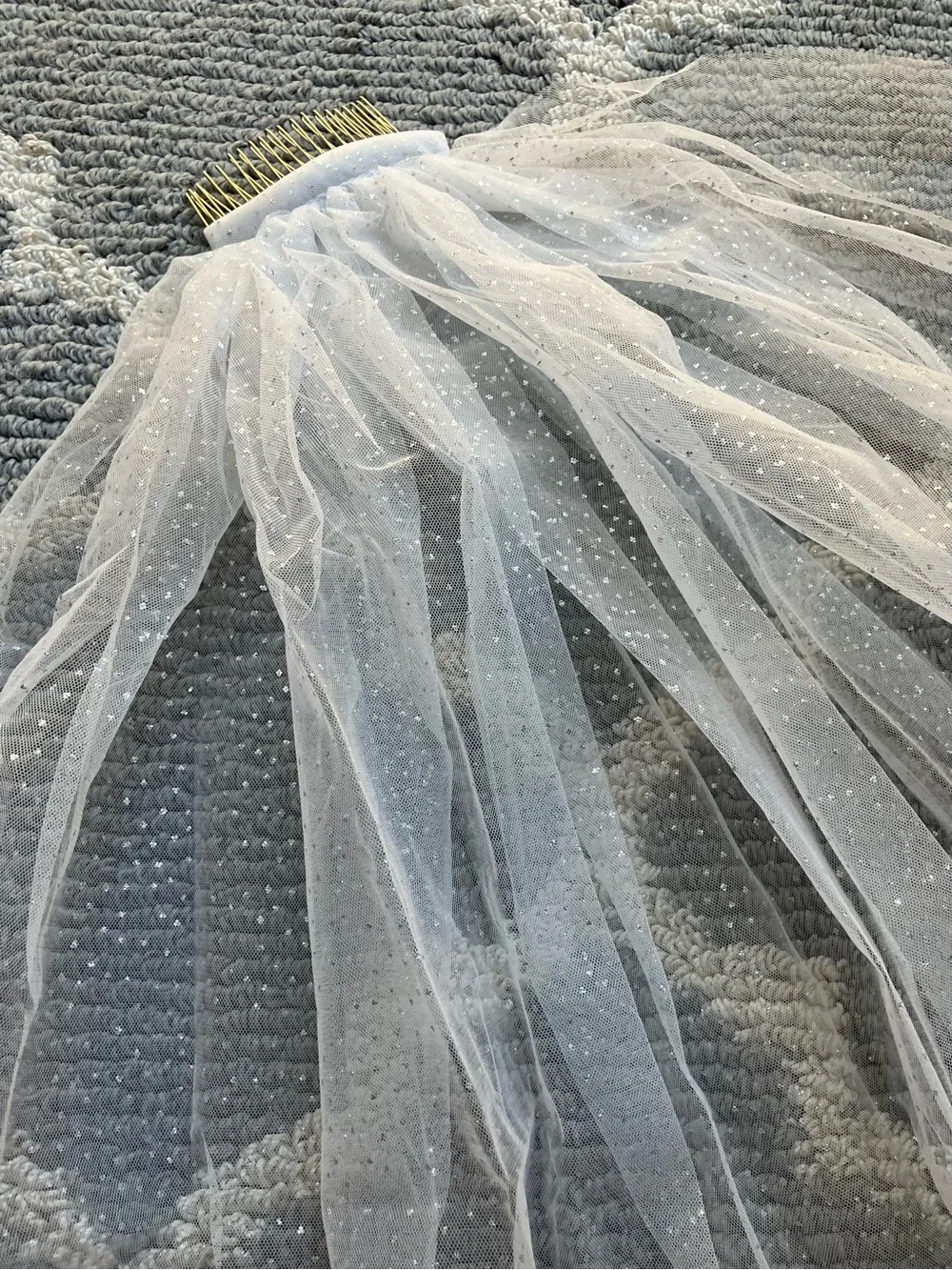 One Tier Glitter Sparkle Tulle Wedding Bridal Veil